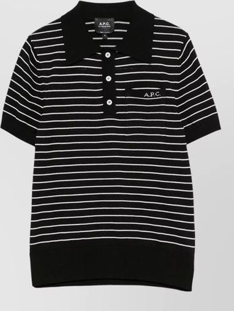 A.P.C. striped cotton ribbed polo shirt