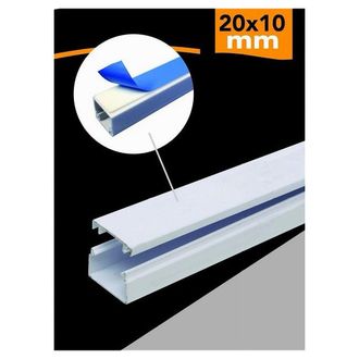 Trade Shop Trade Shop - 10 Pz Profili Passacavi Canalina Con Biadesivo In Pvc Colore Bianco 2 Mt 20x10mm