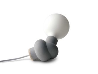 Gone's L&aacute;mpara de hormig&oacute;n y madera cable blanco bombilla led porcelana