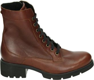 Durea Sportieve Bruine Leren Sneakers - Dames - Veterlaarzen - Bruin - 40 1/2 EU - Leer - Schoenen