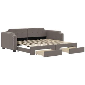 vidaXL Sof&aacute; Cama Nido Con Cajones Tela Gris Taupe 100x200 Cm Vidaxl
