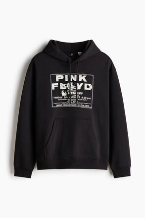 H&M Regular Fit Printed Hoodie in Black/pink Floyd at Nordstrom, Size Xx-Large