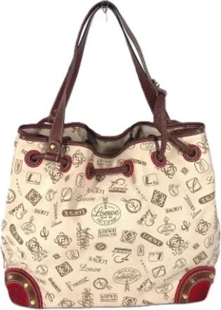 Loewe Pre-owned Tote Bags, female, Beige, Size: ONE SIZE Pre-owned Canvas shoulder-bags