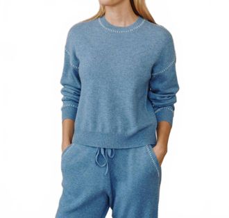 Bella Dahl Whip Stitch Crew Neck Sweater In Heather Blue