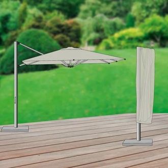 LLR Collection Premium 360° Ampelschirm Roma Deluxe inkl. Solar-LED, 300 x 400 cm, Beige