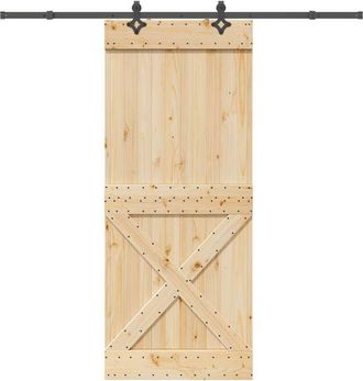 vidaXL Vidaxl - Puerta Corredera Con Herrajes Madera Maciza De Pino 95x210 Cm