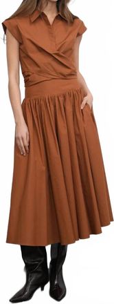 Greylin Etienne Smocked Waist Gathered Midi Skirt In Brown