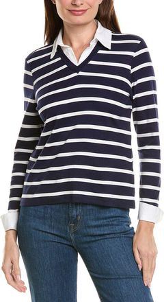 Jones New York Petite Poplin Trim Pullover