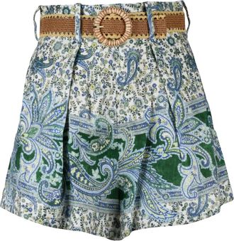 Zimmermann Short Shorts - Dames - Bermuda - Veelkleurig - XS - Linnen - Korte Broeken