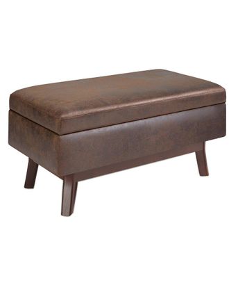 Simpli Home Owen 36In Mid Century Modern Rectangle Small Rectangular Storage Ottoman