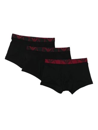 Emporio Armani Drie boxershorts met logoband - Zwart
