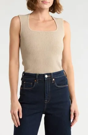 Leith Square Neck Sweater Tank in Grey Feather at Nordstrom Rack, Size X-Small