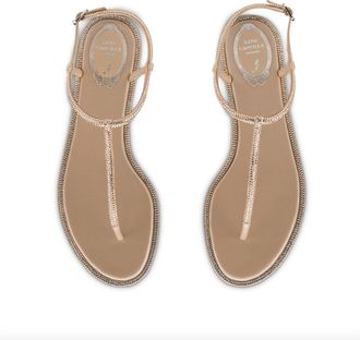 Rene Caovilla Womens Diana Sandal In Nude Satin-Silk Strass