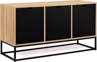 IDMarket Credenza Bassa A 3 Ante, Nera, Design Industriale Boston