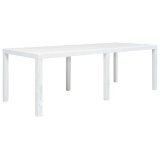 Berkfield Home Garden Table White 220x90x72 cm Plastic Rattan Look | Size: 220 x 90 x 72 cm