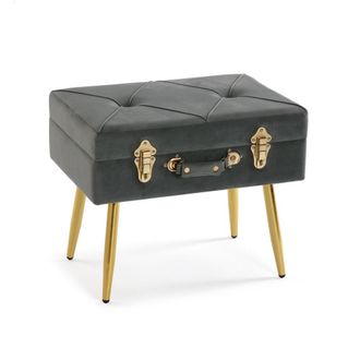 VERSA Banco pie de cama de estilo cl&aacute;sico en madera aglomerada gris oscuro