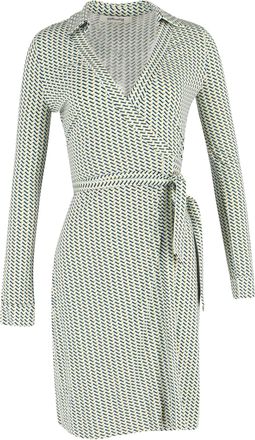 Diane Von Fürstenberg New Jeanne Printed Wrap Dress In Green Viscose