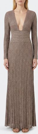 Missoni Abito lungo in maglia di Lurex con scollo a V e maniche lunghe