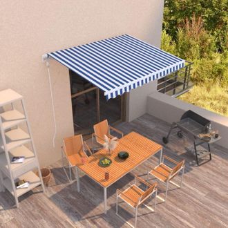 vidaXL Toldo Autom&aacute;tico Retr&aacute;ctil Azul Y Blanco 300x250 Cm Vidaxl