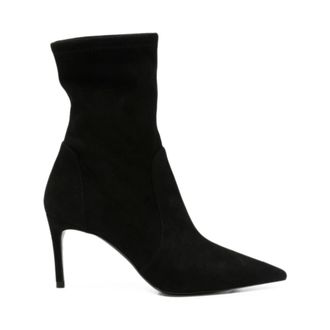 Stuart Weitzman Power Bootie 75 - Dames - Schoenen - Zwart - Maat: 38 1/2 EU Leer