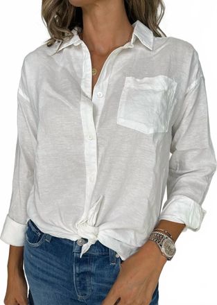 Splendid Dawson Linen Button Down Shirt In White