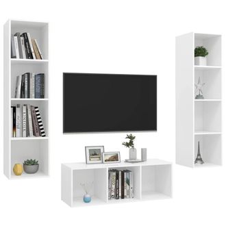 Berkfield Home Practical 3 Piece TV Cabinet Set White Engineered Wood