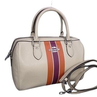 Coach Ivory Orange Purple Leather Handbag Shoulder Bag Tote Bag (Pre-Owned)