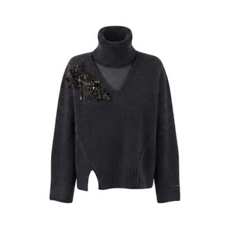Ermanno Scervino Dames, Truien, Grijs, Maat: 2XS Leer
