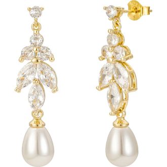 Untamed Petals Leo Pearl and Crystal Drop Earrings in Gold at Nordstrom