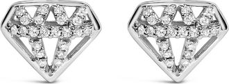 House of Brilliance Sterling Silver 1/6 Cttw Diamond Motif Stud Earrings at Nordstrom