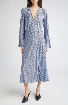 Stine Goya Print Long Sleeve Jersey Maxi Wrap Dress in Graphic Weave at Nordstrom Rack, Size X-Small
