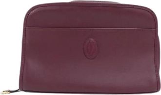 Cartier Pre-owned Must de Leren Pouch - Dames - Vintage Clutch - Paars - ONE Size - Leer - Vintage