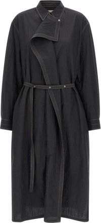 Christophe Lemaire Asymmetrische overhemdjurk - Dames - Jurken - Grijs - Maat: XS Katoen