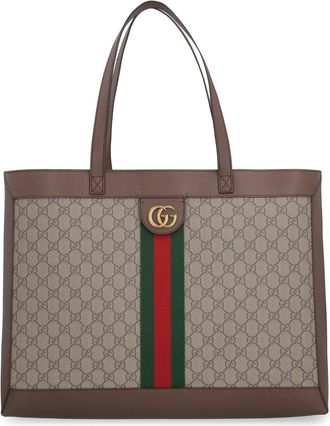 Gucci Mens Ophidia Gg Supreme Fabric Tote Bag Beige Calf