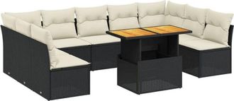 vidaXL Vidaxl - Set De Sof&aacute;s De Jard&iacute;n 10 Pzas Cojines Rat&aacute;n Sint&eacute;tico Negro