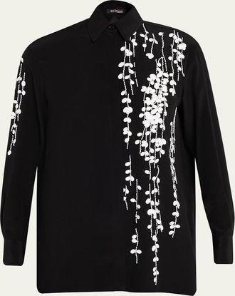 Kiton Embellished Silk Button-Down Shirt