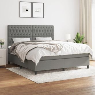 vidaXL Vidaxl - Cama Box Spring Con Colch&oacute;n Tela Gris Oscuro 180x200 Cm