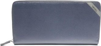 Prada 2020-2025s logo-plaque wallet - Blauw