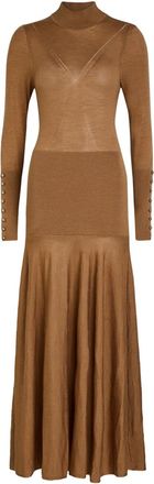 Paco Rabanne Merino and Silk-blend Midi Dress - Camel - S (UK8-10 / S)