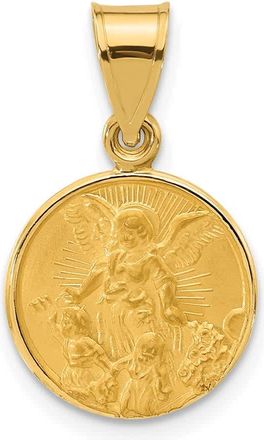 Diamond2Deal 14k Yellow Gold Polished and Satin Solid Our Guardian Angel Medal