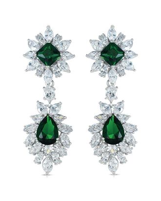 Genevive Silver Cz Dangle Earrings