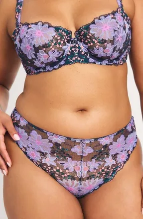 Savage x Fenty Fleur Fantasy Cheeky Briefs in Dark And Stormy Blue at Nordstrom, Size X-Small