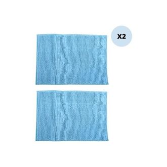 MSV Juego De 2 Alfombras De Ba&ntilde;o Chenille De Microfibra 50x80cm Azul Claro Msv