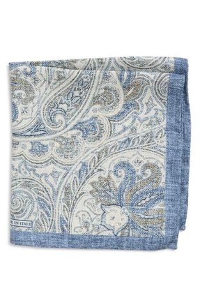 Nordstrom Paisley Silk Pocket Square in Blue at Nordstrom