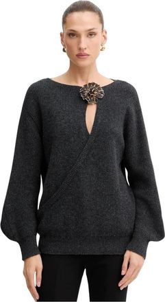 Simona Corsellini Trui met ronde hals - Dames - Truien - Grijs - Maat: XL Wol