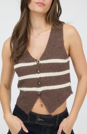 Blu Pepper Stripe Crop Sweater Vest in Brown at Nordstrom Rack, Size Medium