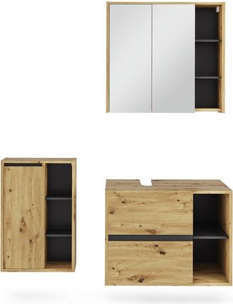 Vicco Conjunto De Muebles De Ba&ntilde;o Viola, Artesano/gris, 3 Partes, Vicco