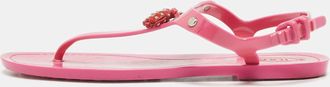 Tod's Tods Pink Rubber Studded Tassel Thong Flat Sandals