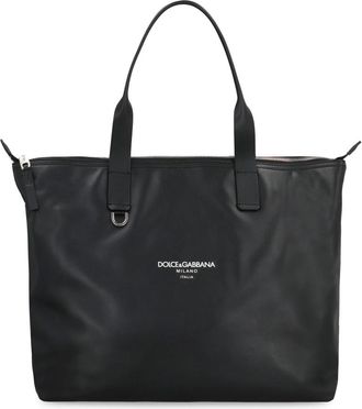 Dolce & Gabbana Media gladleren tas - Heren - Shoppers - Zwart - ONE Size - Leer - Tassen
