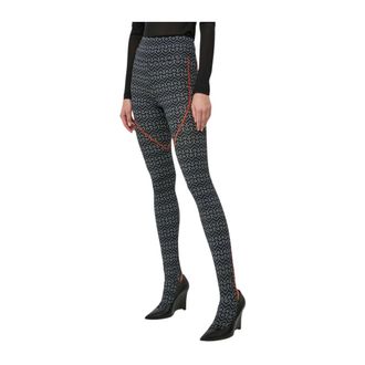 Patrizia Pepe Broeken, Dames, Zwart, S, Leer, Monogram Leggings